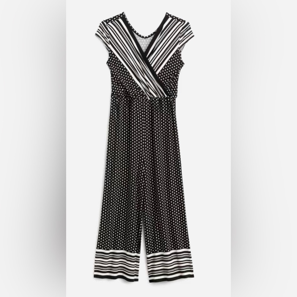 Naliyah Jumpsuit Short Sleeve Border Print Polka Dot Medium-new with tags
